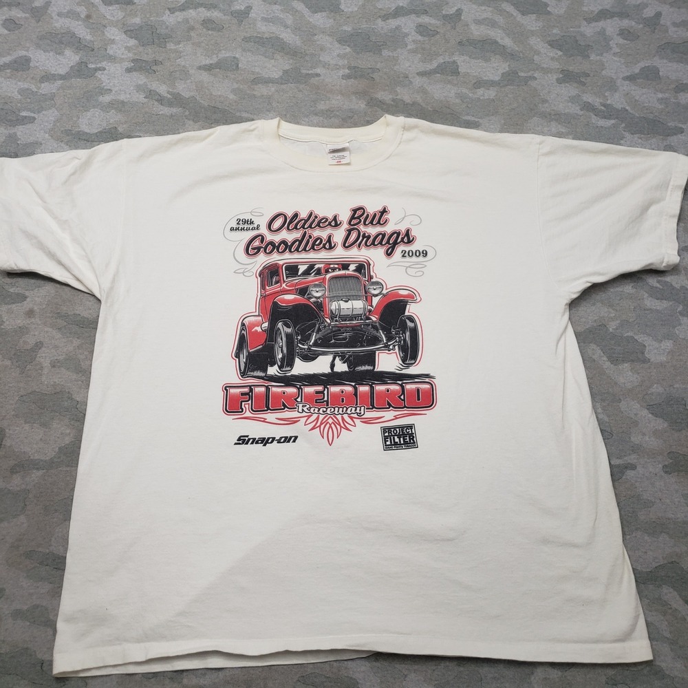 Vintage Firebird Anvil Shirt Mens 2XL White Short Sleeve Racing Track